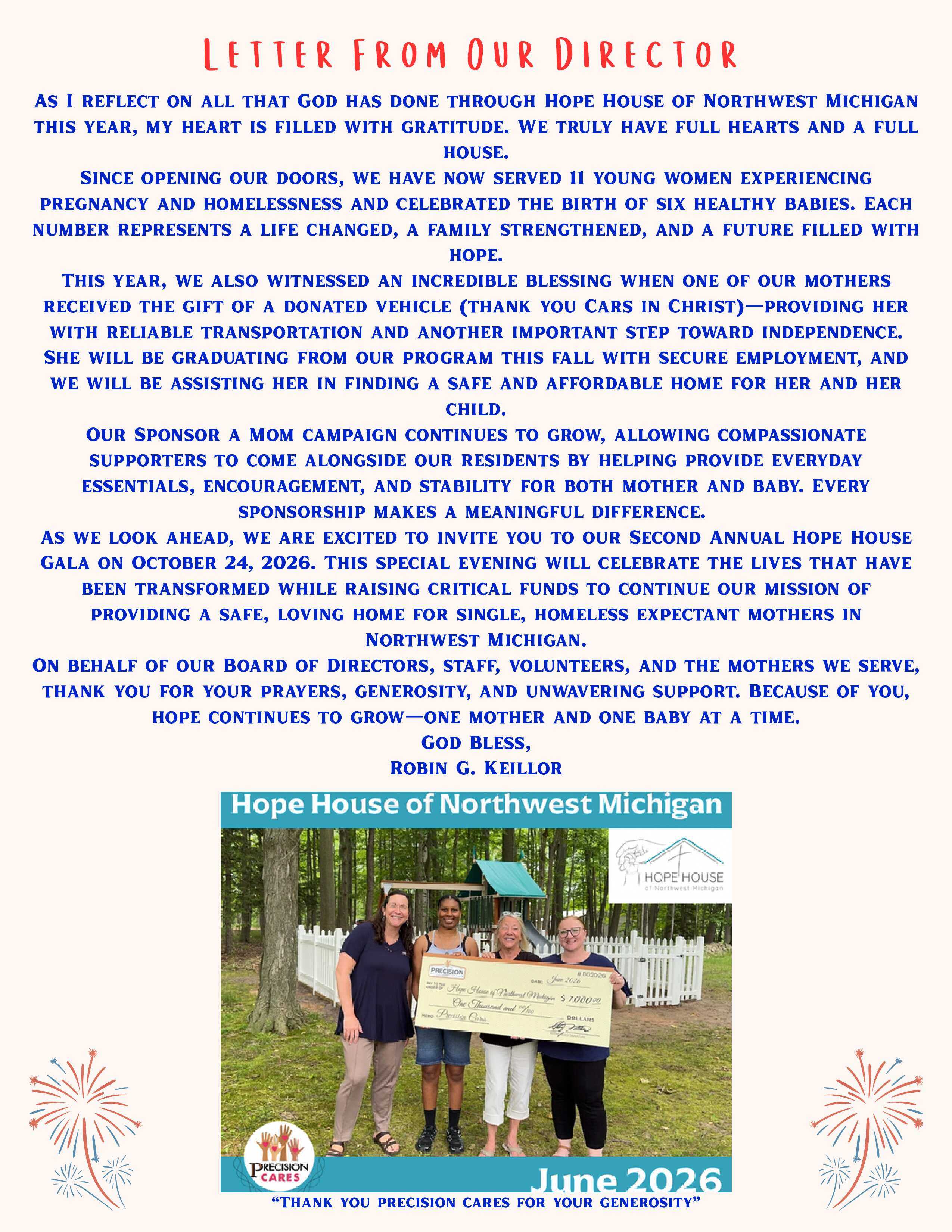 Current Hope House Newsletter